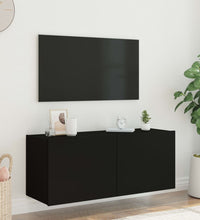 TV-Wandschrank mit LED-Leuchten Schwarz 100x35x41 cm