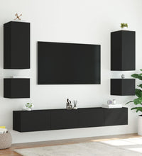 TV-Wandschrank mit LED-Leuchten Schwarz 100x35x41 cm