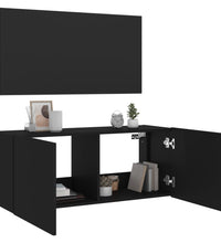 TV-Wandschrank mit LED-Leuchten Schwarz 100x35x41 cm