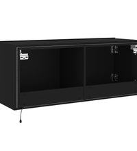 TV-Wandschrank mit LED-Leuchten Schwarz 100x35x41 cm