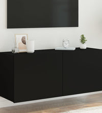 TV-Wandschrank mit LED-Leuchten Schwarz 100x35x41 cm