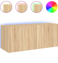 TV-Wandschrank mit LED-Leuchten Sonoma-Eiche 100x35x41 cm