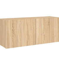 TV-Wandschrank mit LED-Leuchten Sonoma-Eiche 100x35x41 cm