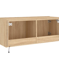 TV-Wandschrank mit LED-Leuchten Sonoma-Eiche 100x35x41 cm