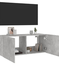 TV-Wandschrank mit LED-Leuchten Betongrau 100x35x41 cm