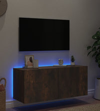 TV-Wandschrank mit LED-Leuchten Räuchereiche 100x35x41 cm