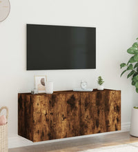 TV-Wandschrank mit LED-Leuchten Räuchereiche 100x35x41 cm