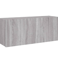 TV-Wandschrank mit LED-Leuchten Grau Sonoma 100x35x41 cm