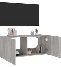 TV-Wandschrank mit LED-Leuchten Grau Sonoma 100x35x41 cm