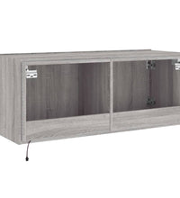 TV-Wandschrank mit LED-Leuchten Grau Sonoma 100x35x41 cm