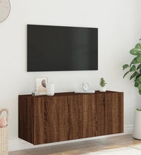 TV-Wandschrank mit LED-Leuchten Braun Eichen-Optik 100x35x41 cm