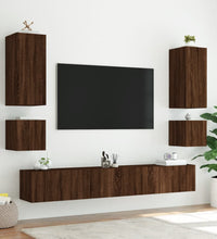 TV-Wandschrank mit LED-Leuchten Braun Eichen-Optik 100x35x41 cm