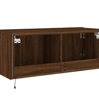 TV-Wandschrank mit LED-Leuchten Braun Eichen-Optik 100x35x41 cm