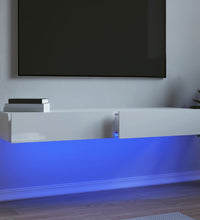TV-Schränke mit LED-Leuchten 2 Stk. Hochglanz-Weiß 60x35x15,5cm