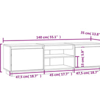 TV-Schrank Weiß 140x35x40 cm Massivholz Kiefer