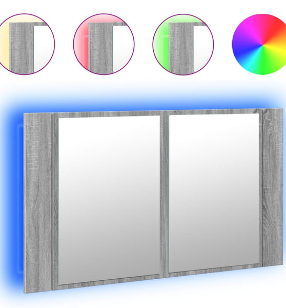 LED-Spiegelschrank Grau Sonoma 80x12x45 cm Acryl