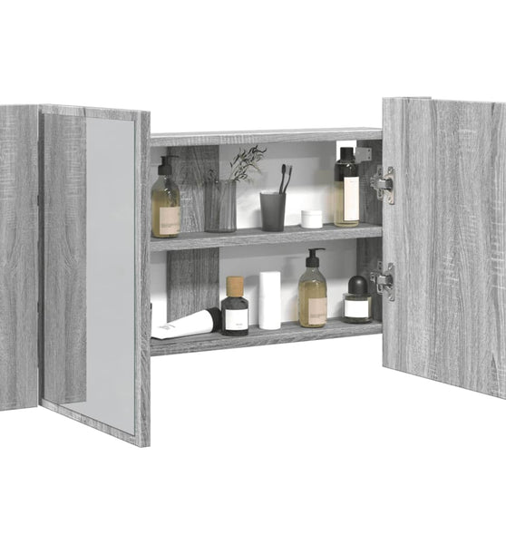 LED-Spiegelschrank Grau Sonoma 80x12x45 cm Acryl