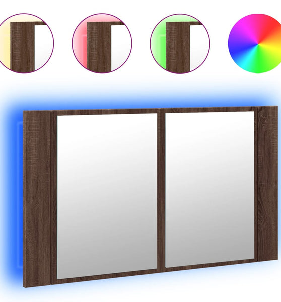 LED-Spiegelschrank Braun Eichen-Optik 80x12x45 cm Acryl