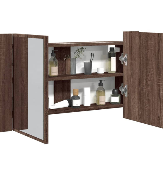 LED-Spiegelschrank Braun Eichen-Optik 80x12x45 cm Acryl