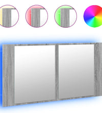 LED-Spiegelschrank Grau Sonoma 90x12x45 cm Acryl