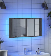 LED-Spiegelschrank Grau Sonoma 90x12x45 cm Acryl