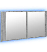 LED-Spiegelschrank Grau Sonoma 90x12x45 cm Acryl