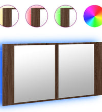 LED-Spiegelschrank Braun Eichen-Optik 90x12x45 cm Acryl