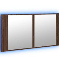 LED-Spiegelschrank Braun Eichen-Optik 90x12x45 cm Acryl
