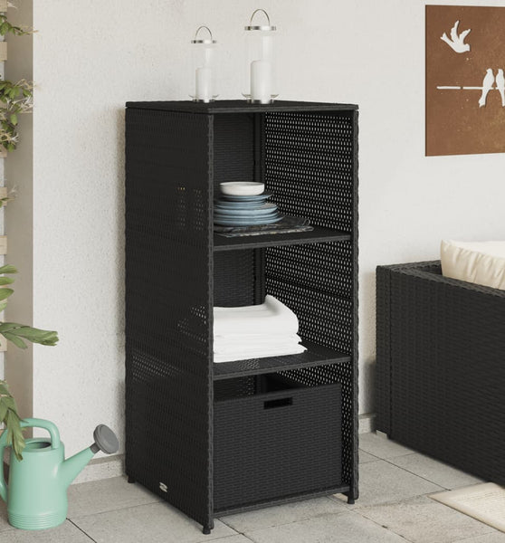 Gartenschrank Schwarz 50x55x115 cm Poly Rattan