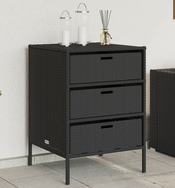 Gartenschrank Schwarz 55x59x80 cm Poly Rattan