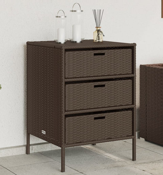 Gartenschrank Braun 55x59x80 cm Poly Rattan