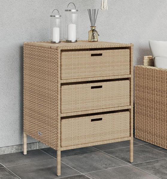 Gartenschrank Beige 55x59x80 cm Poly Rattan