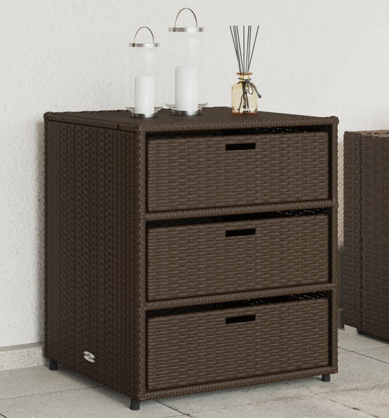 Gartenschrank Braun 55x59x69 cm Poly Rattan