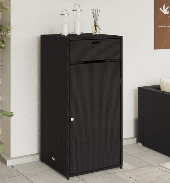 Gartenschrank Schwarz 55x55x111 cm Poly Rattan