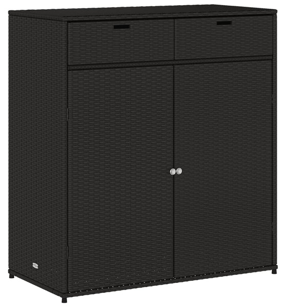 Gartenschrank Schwarz 105x55x113 cm Poly Rattan