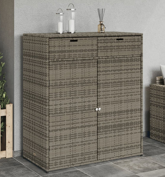 Gartenschrank Grau 105x55x113 cm Poly Rattan