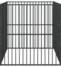 Hundelaufstall 4-tlg. Schwarz Verzinkter Stahl