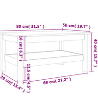 Couchtisch Wachsbraun 80x50x40 cm Massivholz Kiefer