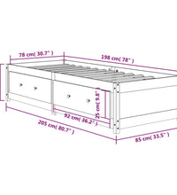 Tagesbett ohne Matratze Wachsbraun 80x200 cm Massivholz Kiefer