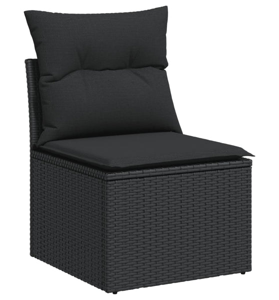 Gartensofa ohne Armlehnen mit Kissen Schwarz Poly Rattan