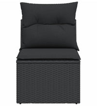 Gartensofa ohne Armlehnen mit Kissen Schwarz Poly Rattan