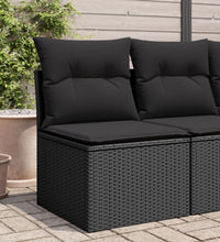 Gartensofa ohne Armlehnen mit Kissen Schwarz Poly Rattan