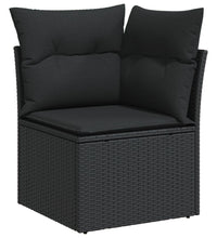 Garten-Ecksofa mit Kissen Schwarz Poly Rattan