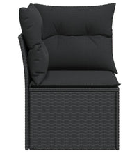 Garten-Ecksofa mit Kissen Schwarz Poly Rattan