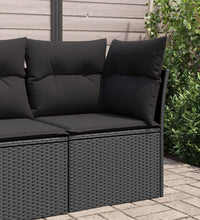 Garten-Ecksofa mit Kissen Schwarz Poly Rattan