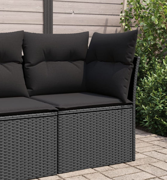 Garten-Ecksofa mit Kissen Schwarz Poly Rattan