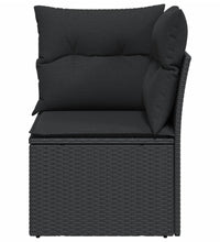 Garten-Ecksofa mit Kissen Schwarz Poly Rattan