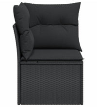 Garten-Ecksofa mit Kissen Schwarz Poly Rattan