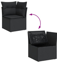 Garten-Ecksofa mit Kissen Schwarz Poly Rattan