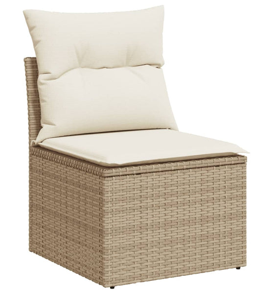 Gartensofa ohne Armlehnen mit Kissen Beige Poly Rattan